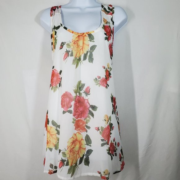 Women's Sleeveless Chiffon Floral Print tank top - Picture 1 of 2